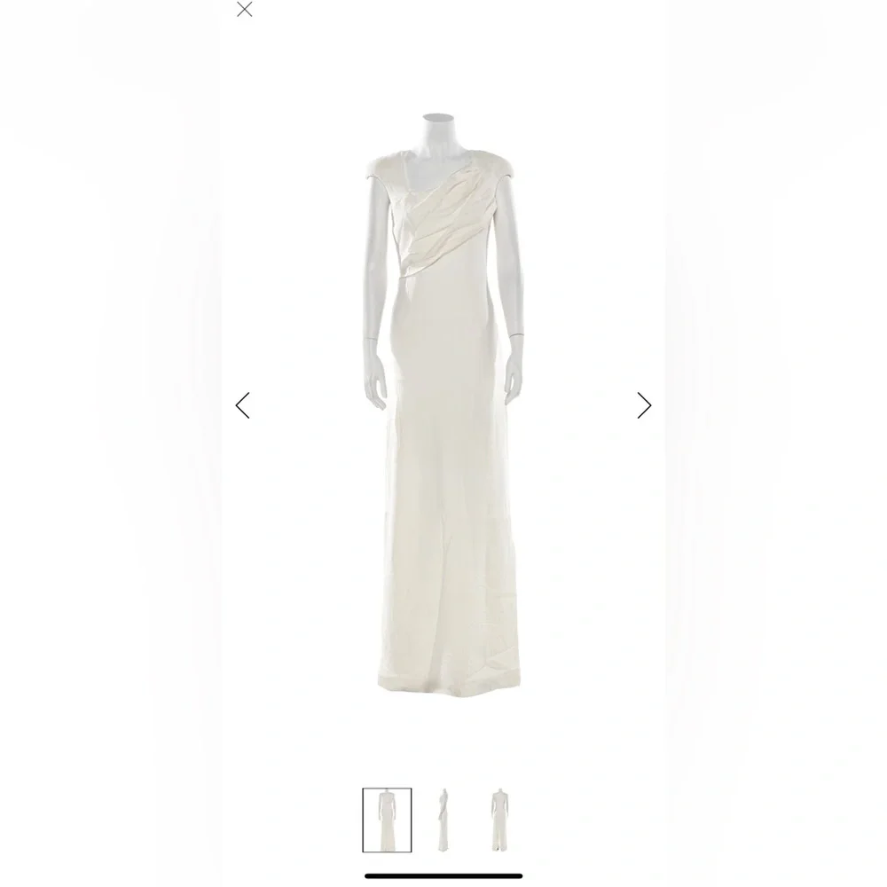 ✨ Iconic TOM FORD Gwnyeth Paltrow Oscar Ivory Silk Gown / Asymmetrical neck ✨ - Picture 6 of 8
